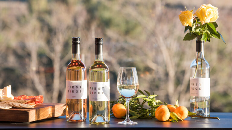 Wines on a table.